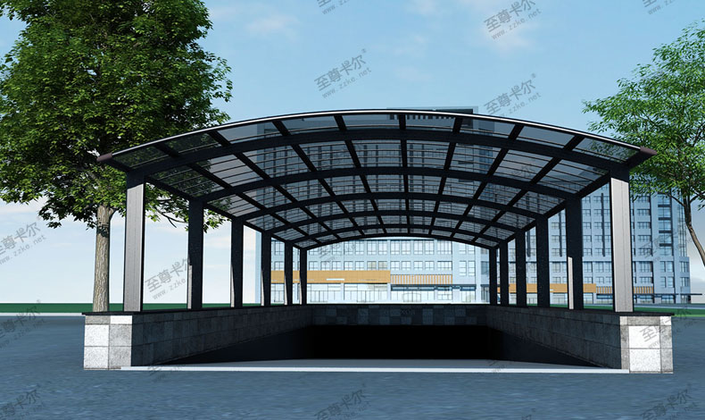 至尊卡爾地下車庫出口雨棚設(shè)計(jì)圖紙大全？美觀又耐用！